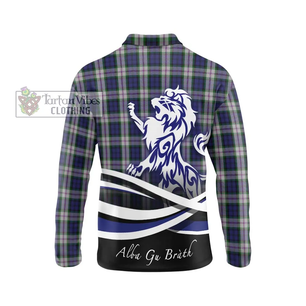 Baird Dress Tartan Long Sleeve Polo Shirt with Alba Gu Brath Regal Lion Emblem