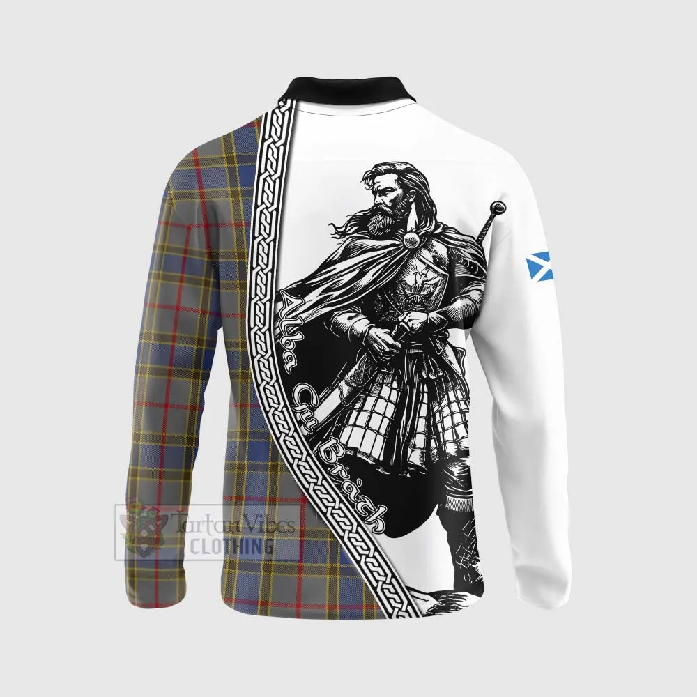 Balfour Tartan Clan Crest Long Sleeve Polo Shirt with Highlander Warrior Celtic Style