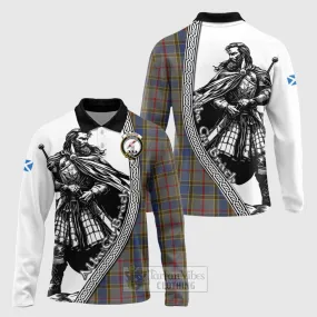 Balfour Tartan Clan Crest Long Sleeve Polo Shirt with Highlander Warrior Celtic Style