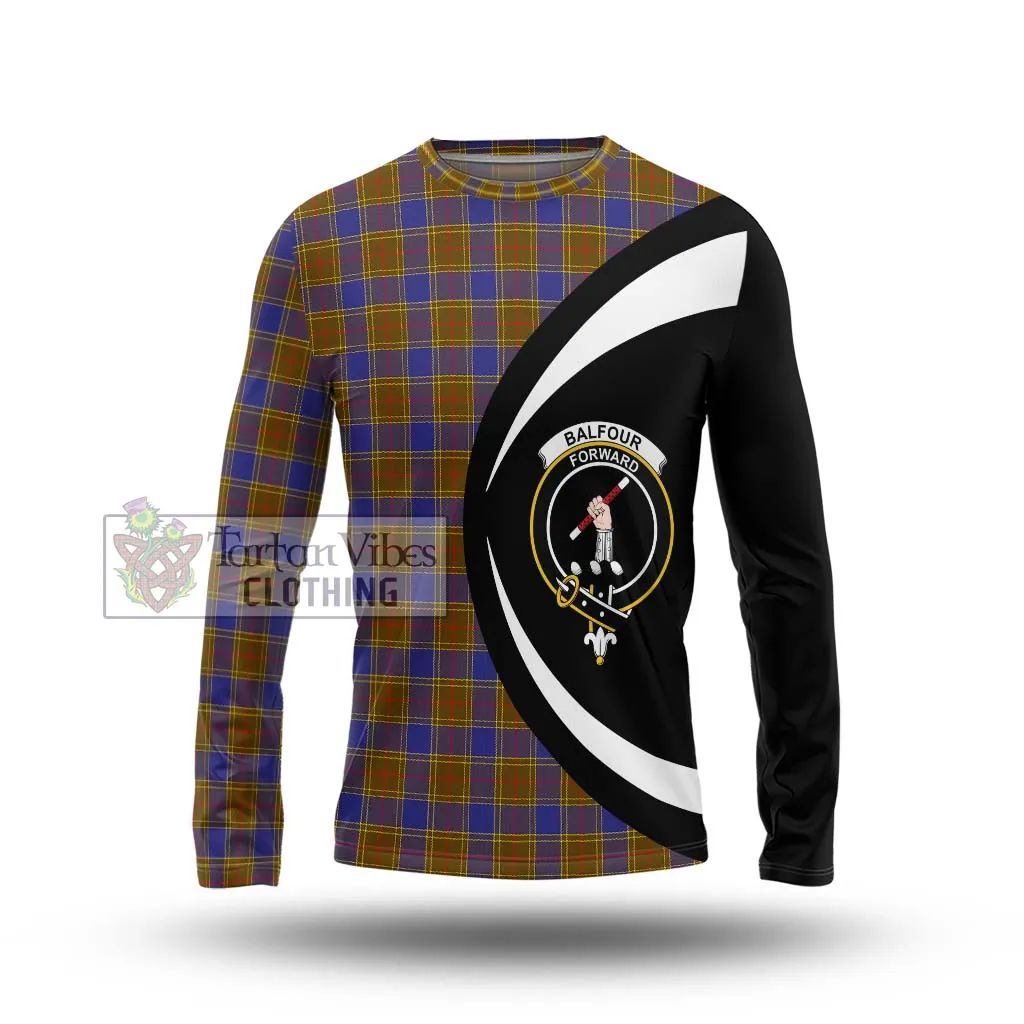 Balfour Tartan Long Sleeve T-Shirt with Family Crest Circle Style