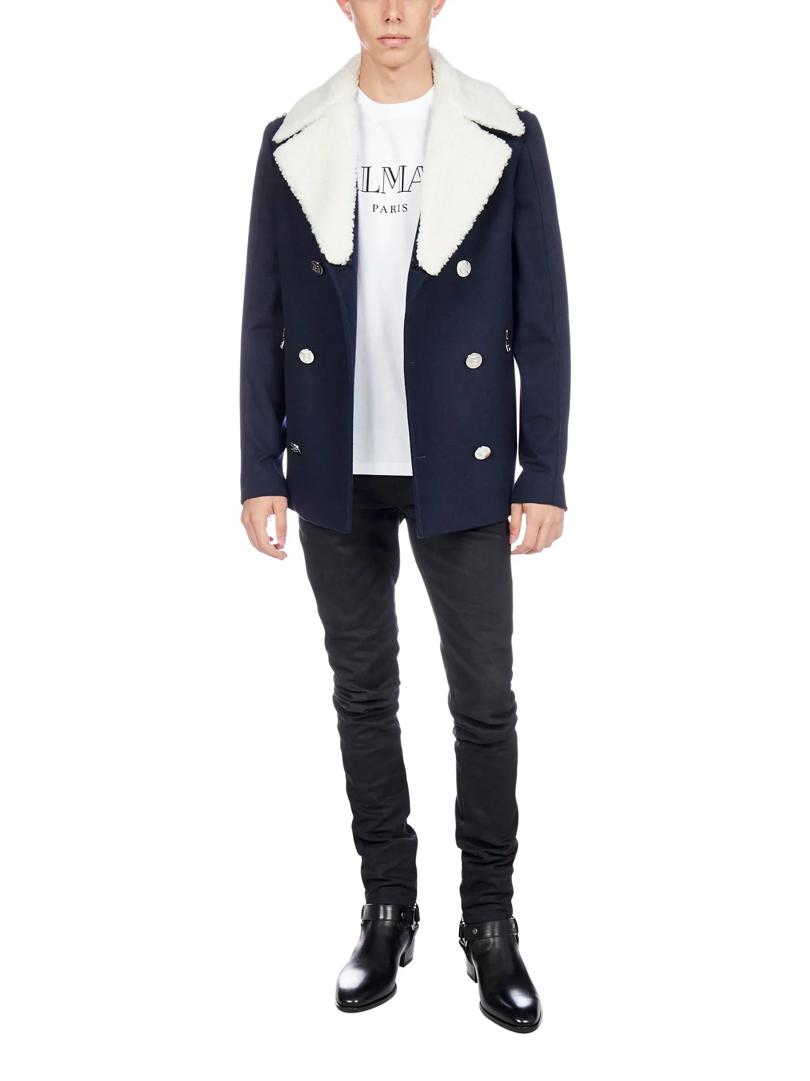 Balmain Double-Breasted Peacoat