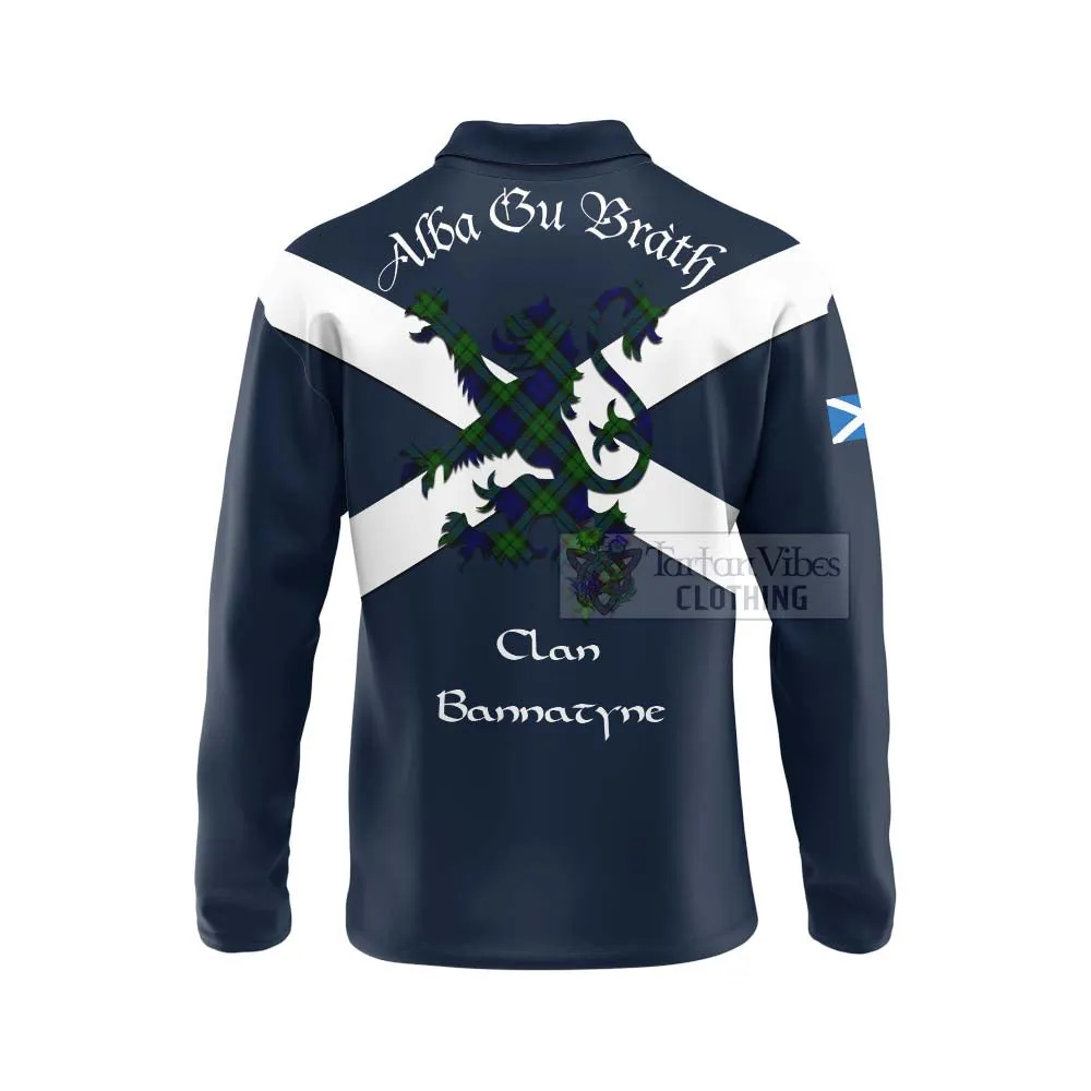 Bannatyne Tartan Lion Rampant Long Sleeve Polo Shirt  Proudly Display Your Heritage with Alba Gu Brath and Clan Name