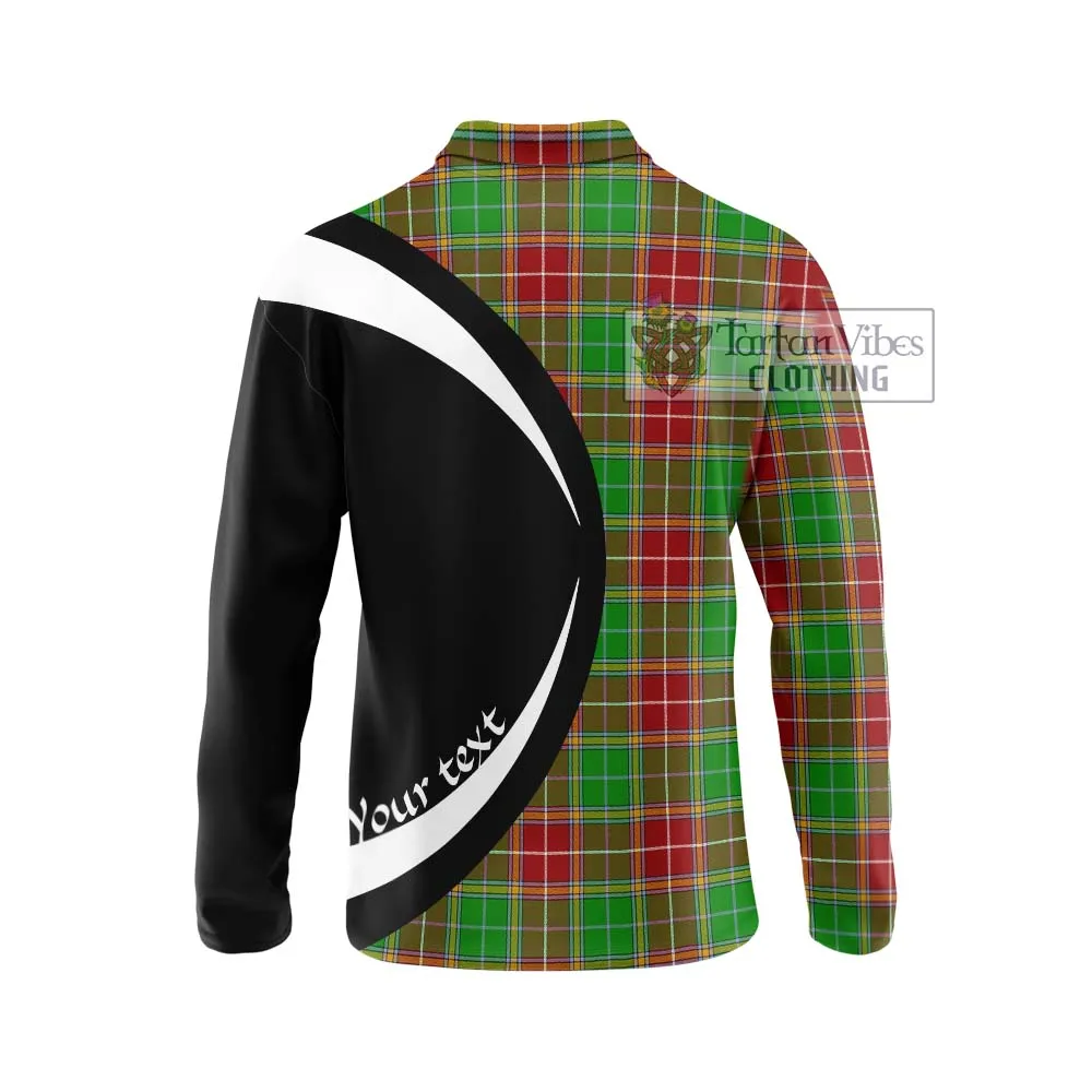 Baxter Modern Tartan Long Sleeve Polo Shirt with Family Crest Circle Style