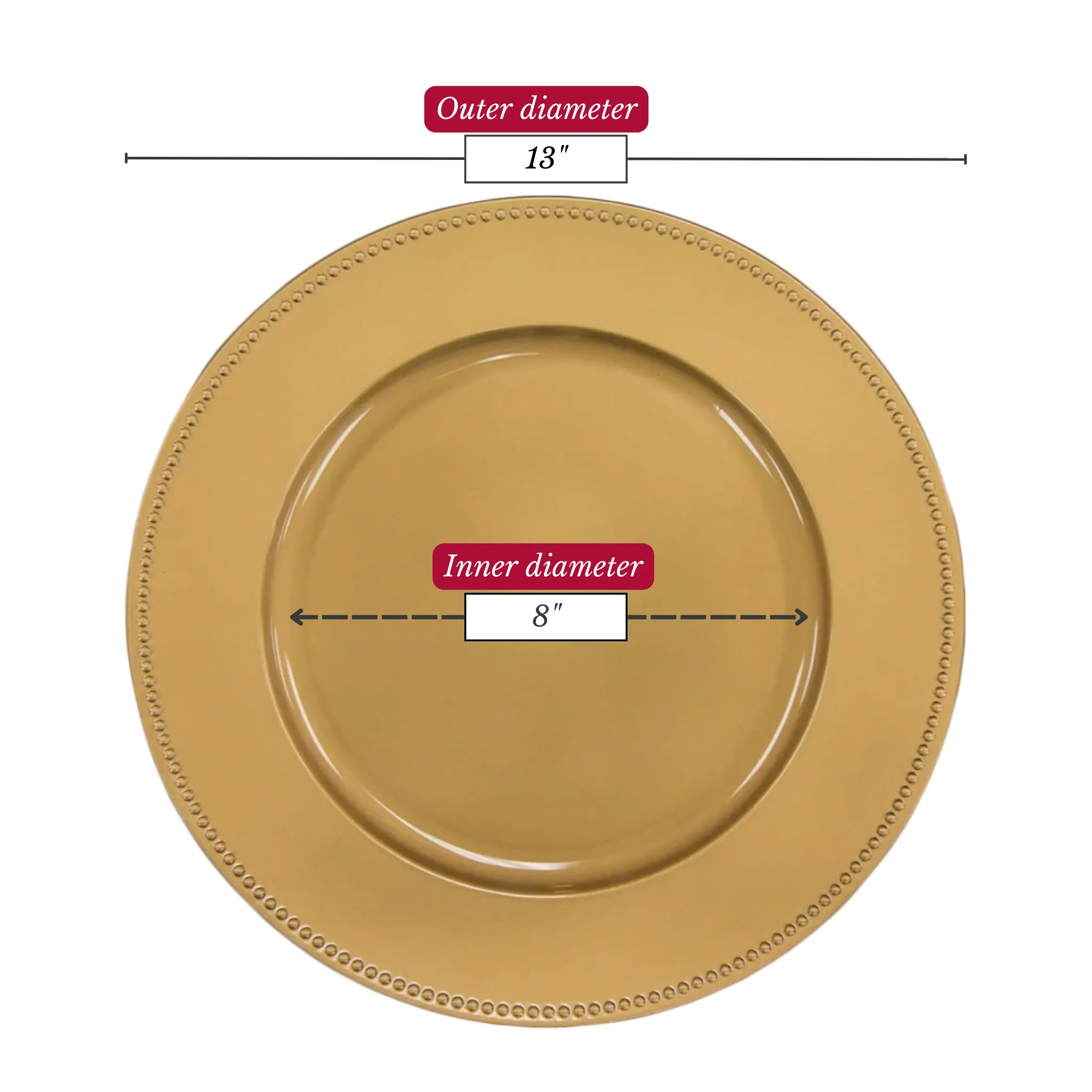 Beaded Round 13" Charger Plates - Gold