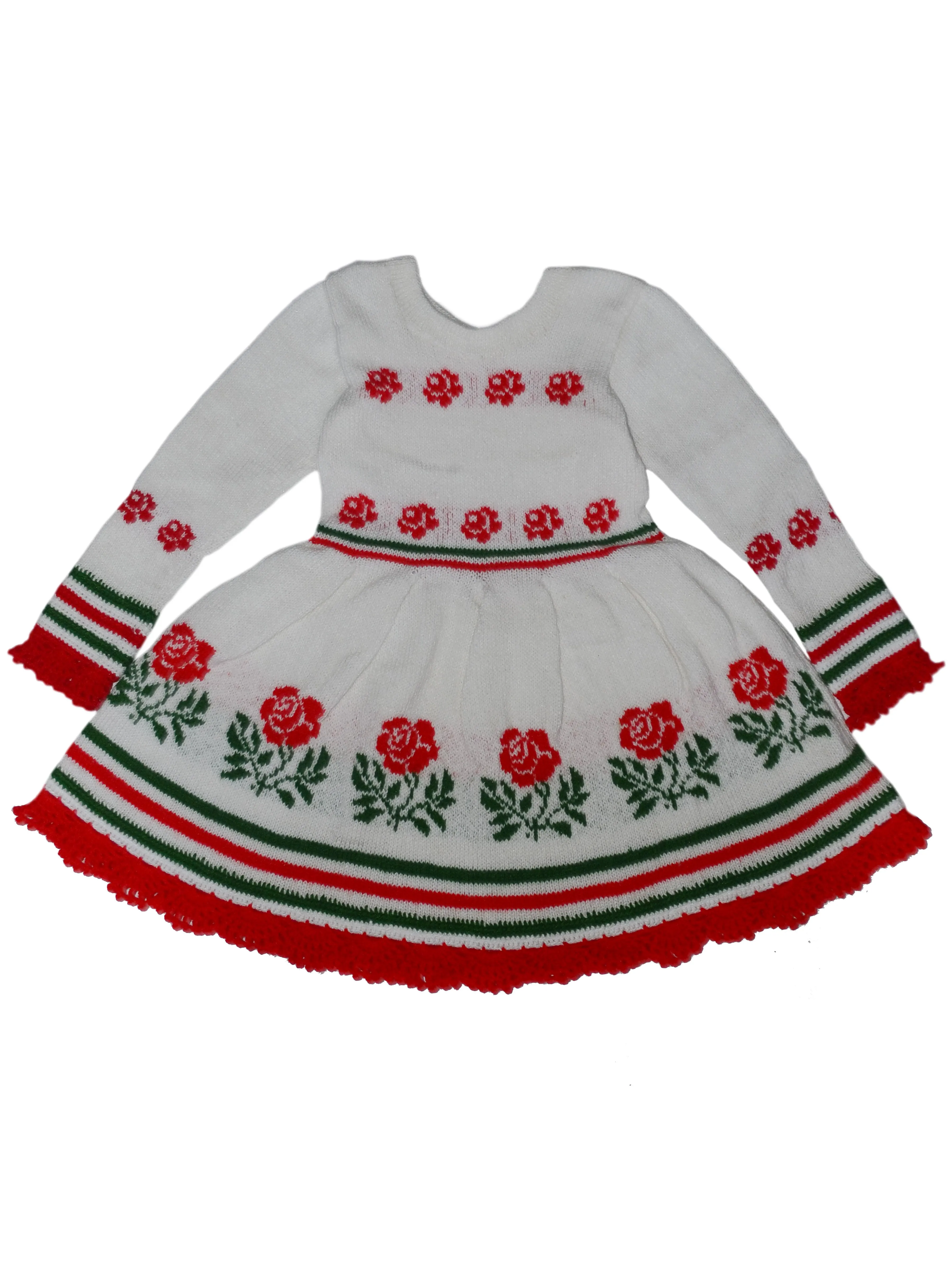 Beautiful Unique Handmade Knitting Rose Design Frock For Baby Girl