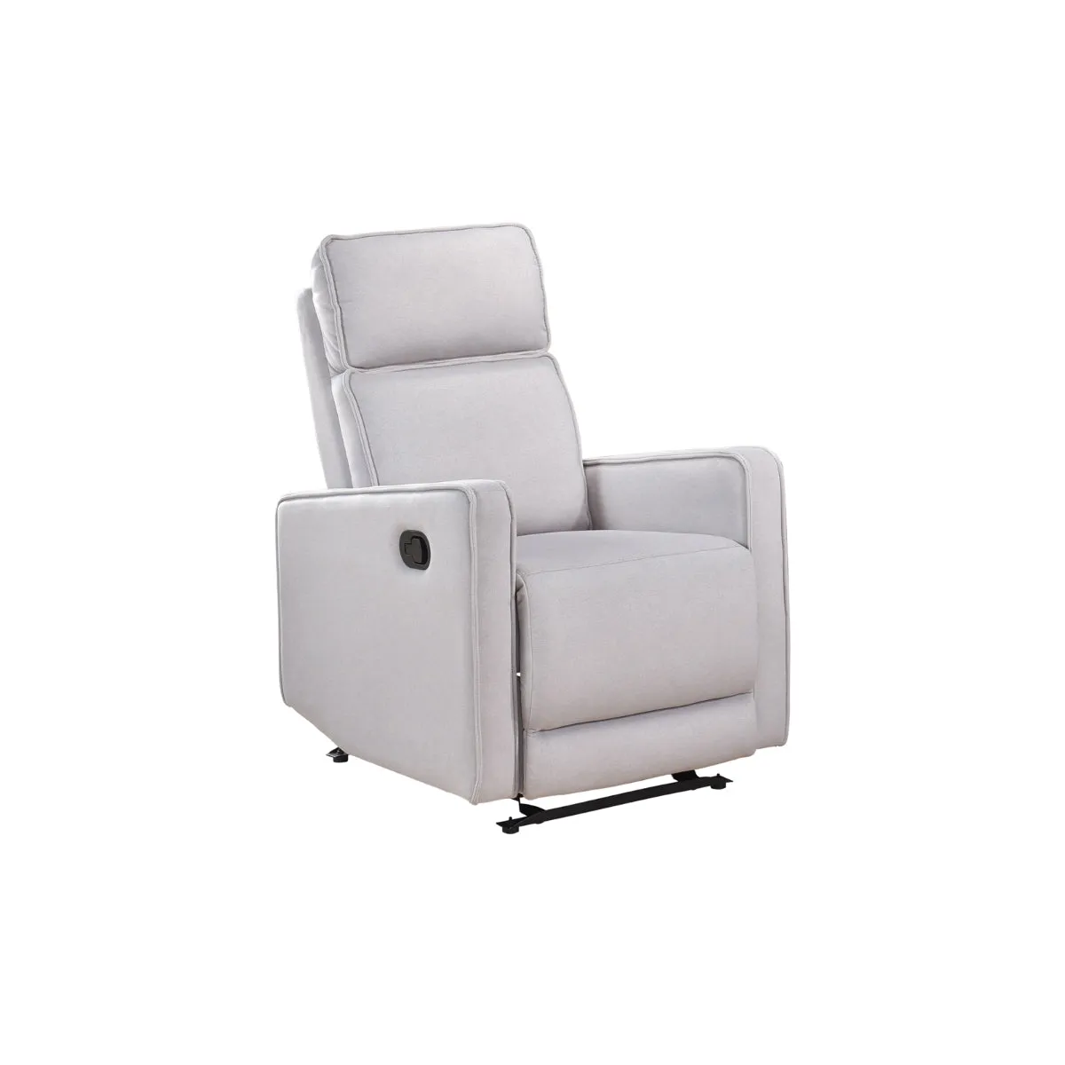 Beige Chenille Glider Recliner with Tab-Pull Latch