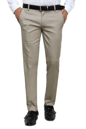 Beige Cotton Smart Fit Trouser