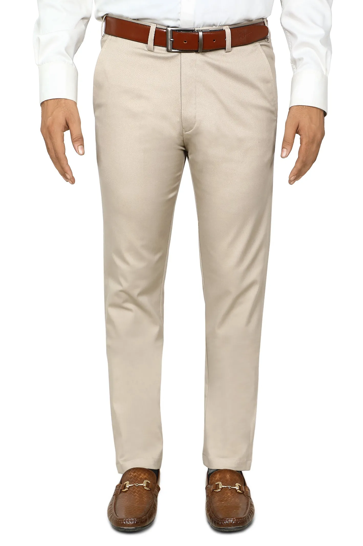 Beige Smart Fit Cotton Chino