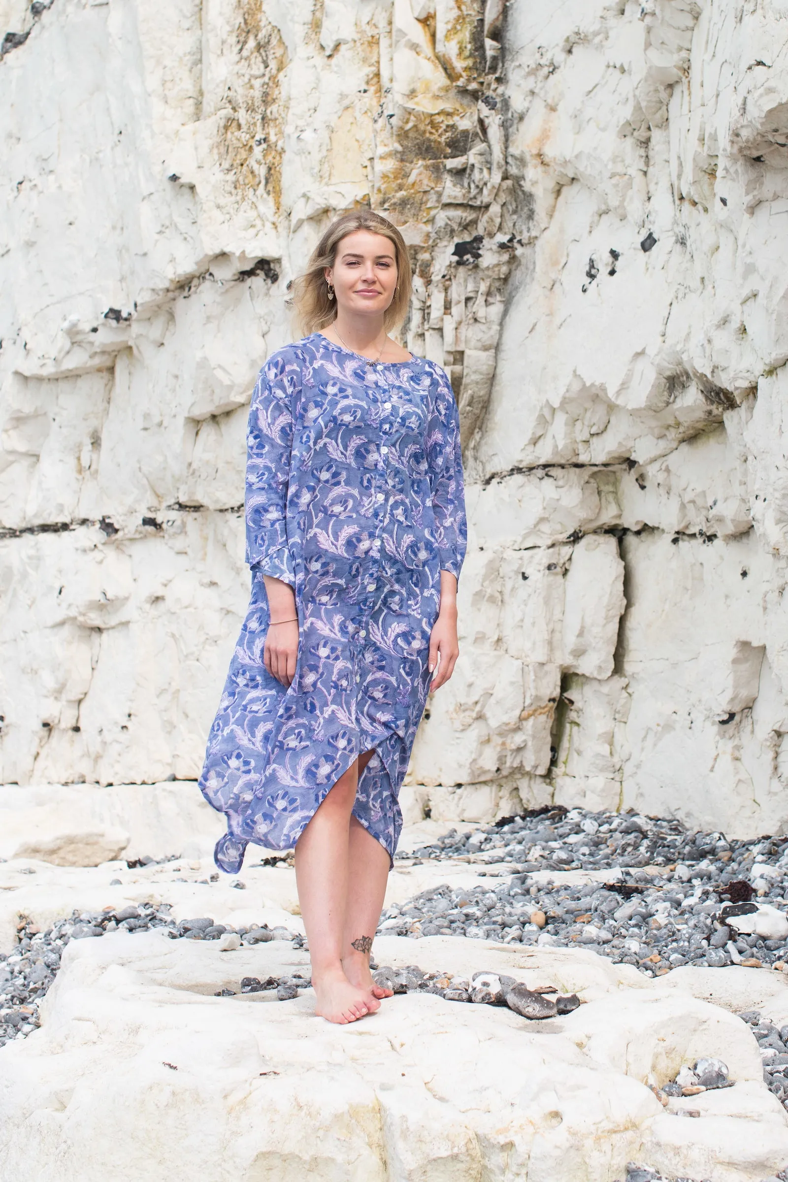 Bergis Dress in Hand Block Printed Pure Cotton £85 Now £45