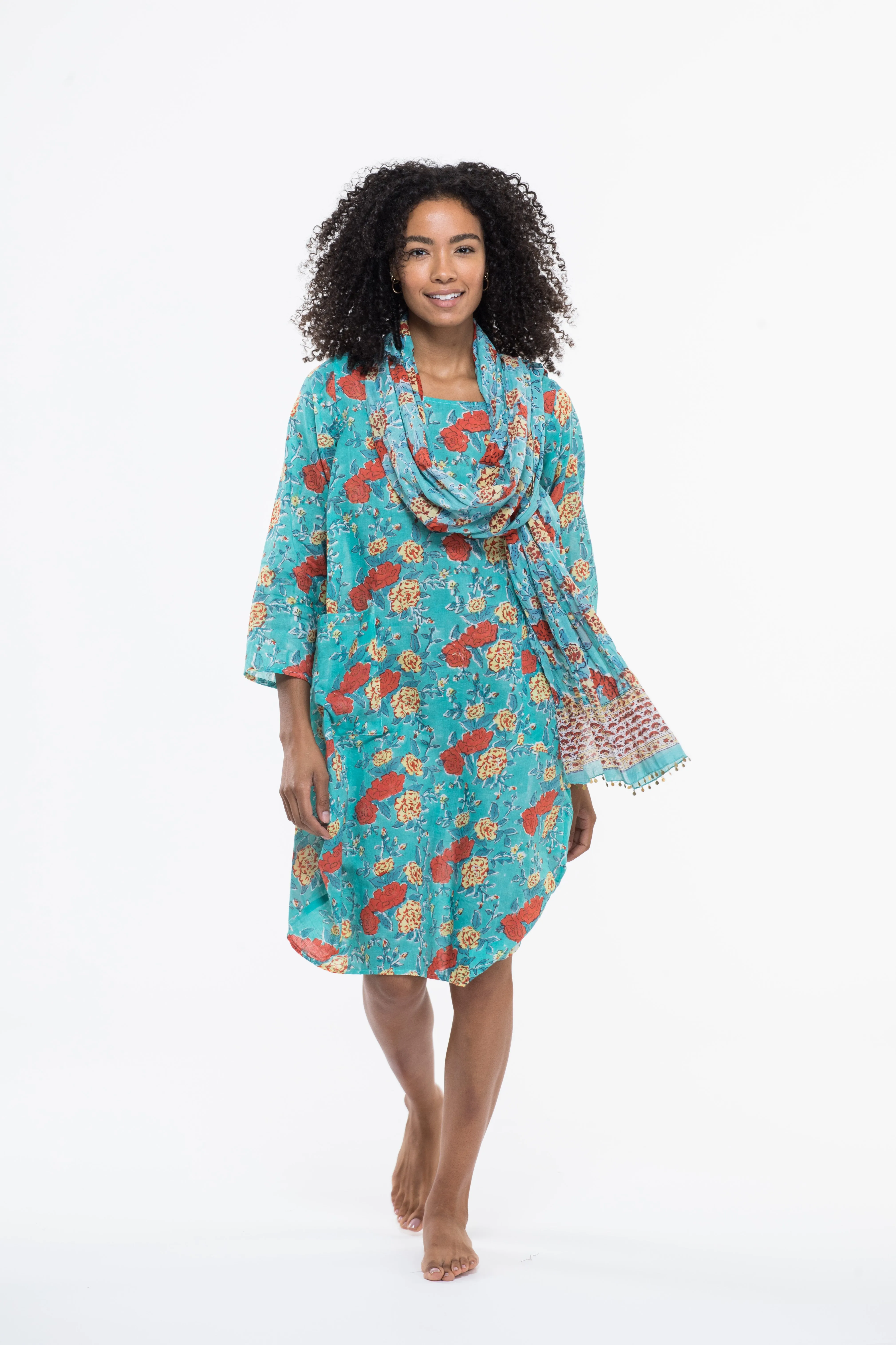 Bergis Dress in Hand Block Printed Pure Cotton £85 Now £45