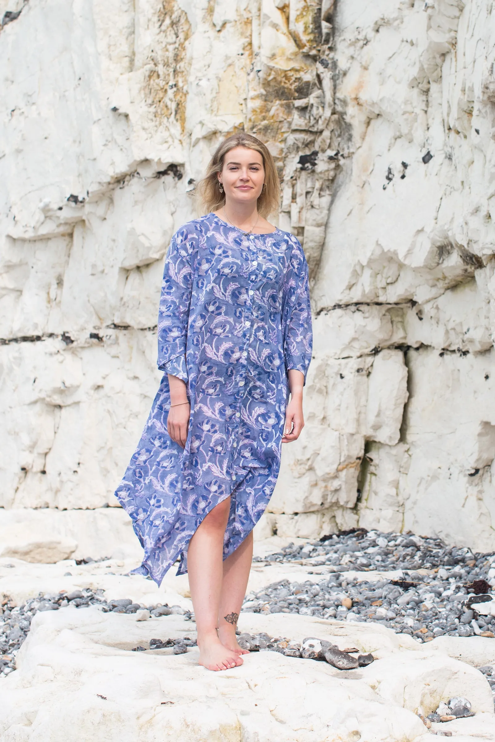 Bergis Dress in Hand Block Printed Pure Cotton £85 Now £45