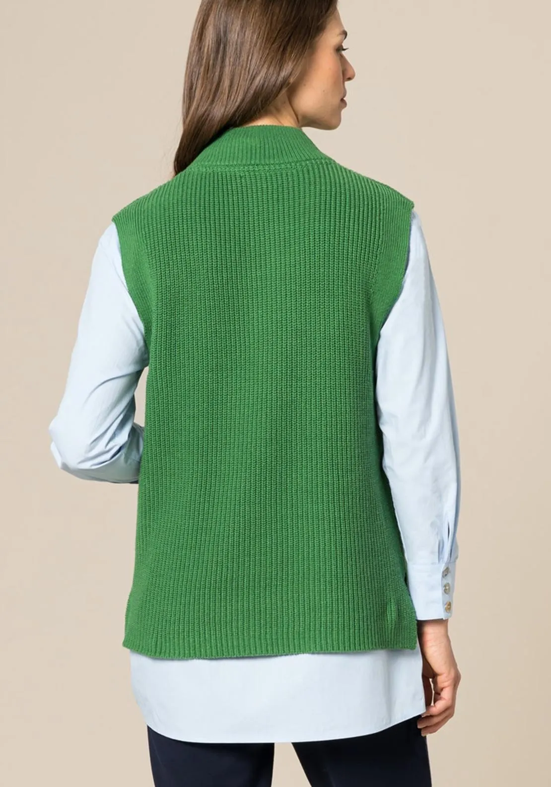 Bianca Polly Knitted Sleeveless Vest, Green