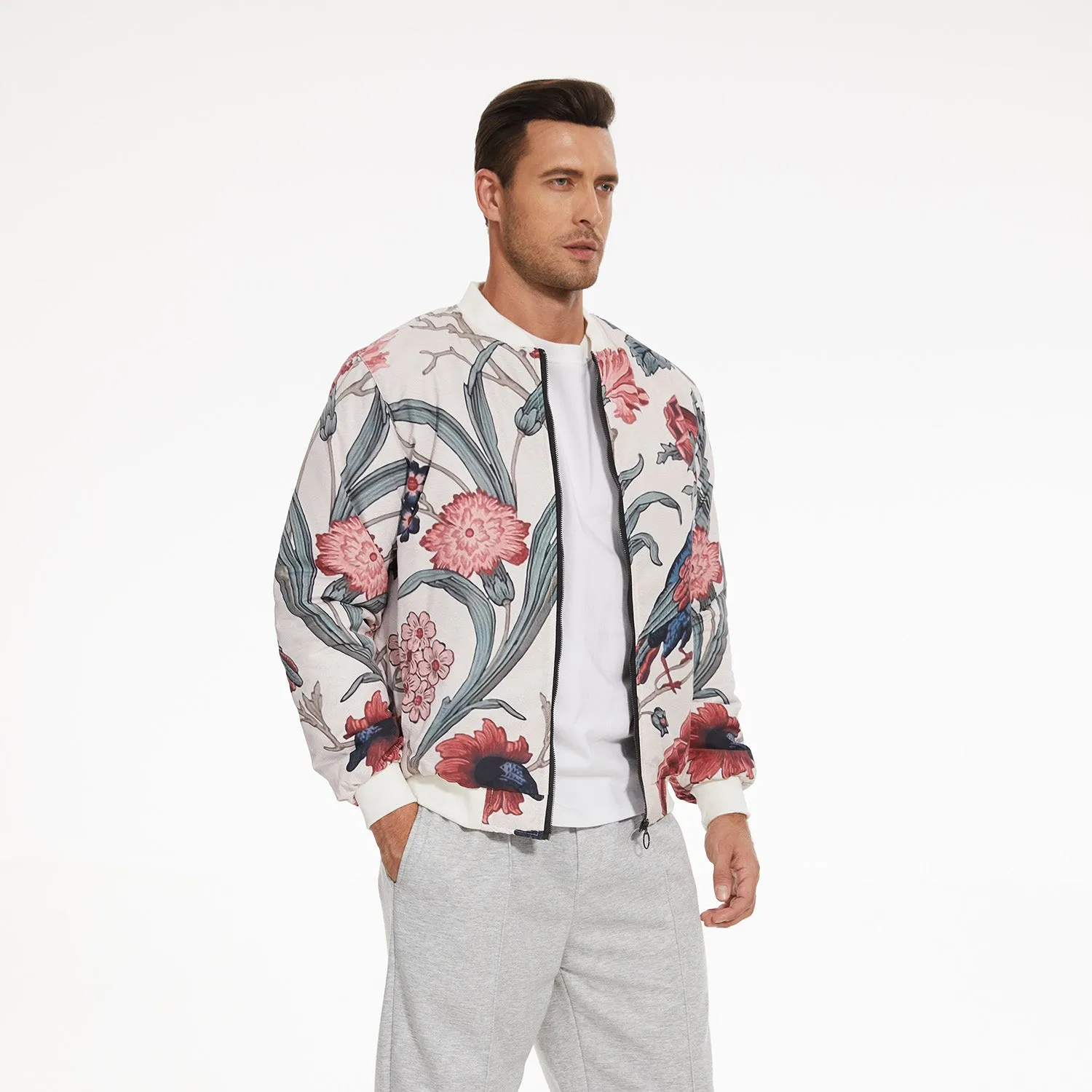 Bird on the Vine Unisex Quilted Bomber Jacket