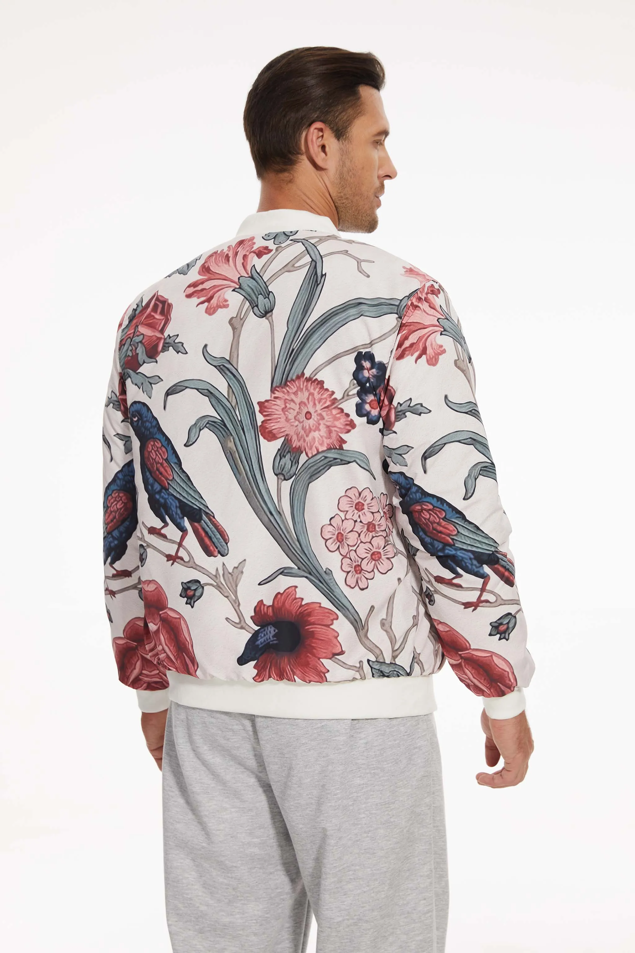 Bird on the Vine Unisex Quilted Bomber Jacket