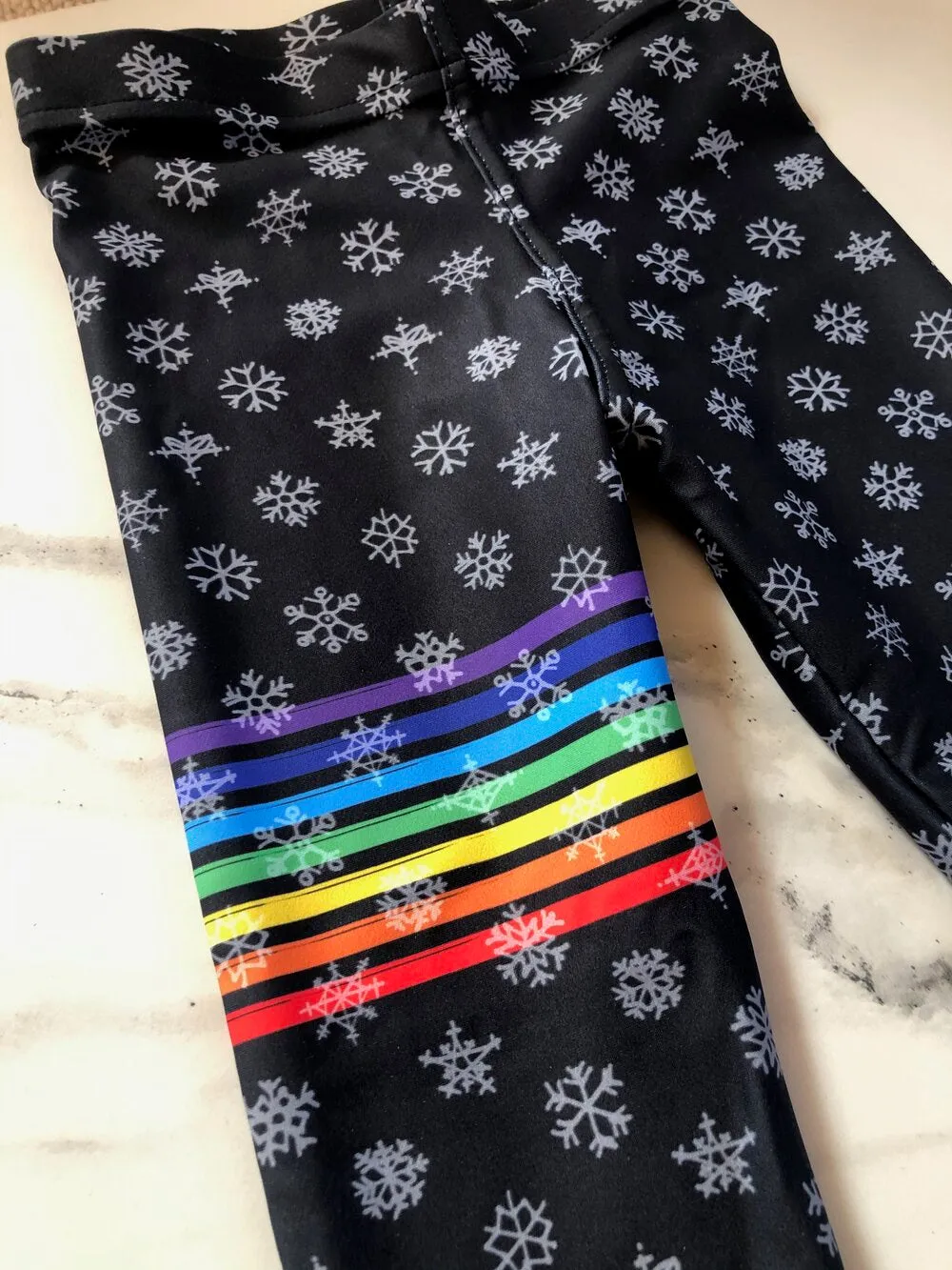 Black Chakra Snowflakes Girls Leggings