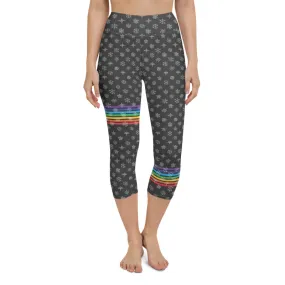 Black Chakra Snowflakes High Waist Yoga Capri Leggings