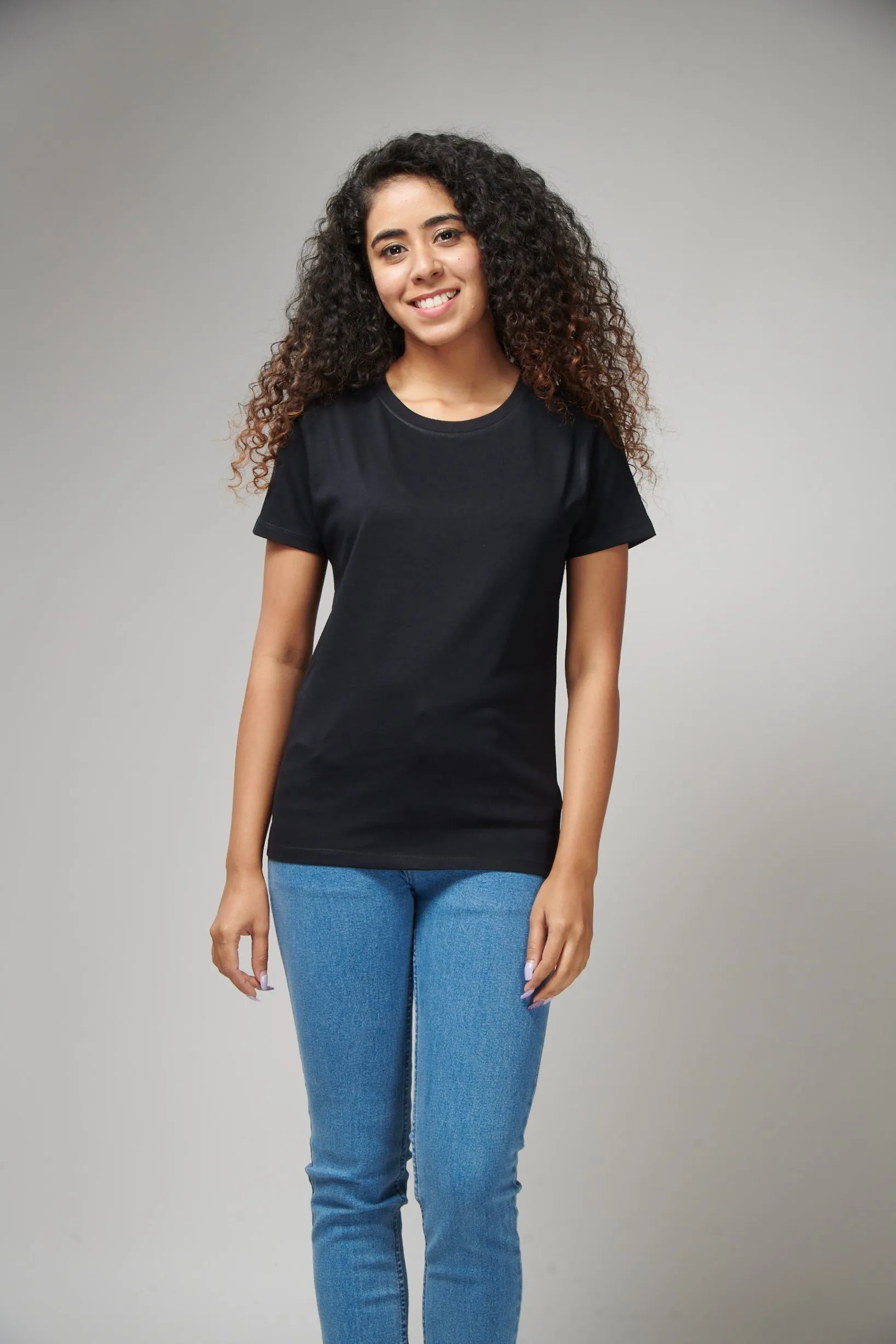 Black Crew Neck Sweatshirt for Women