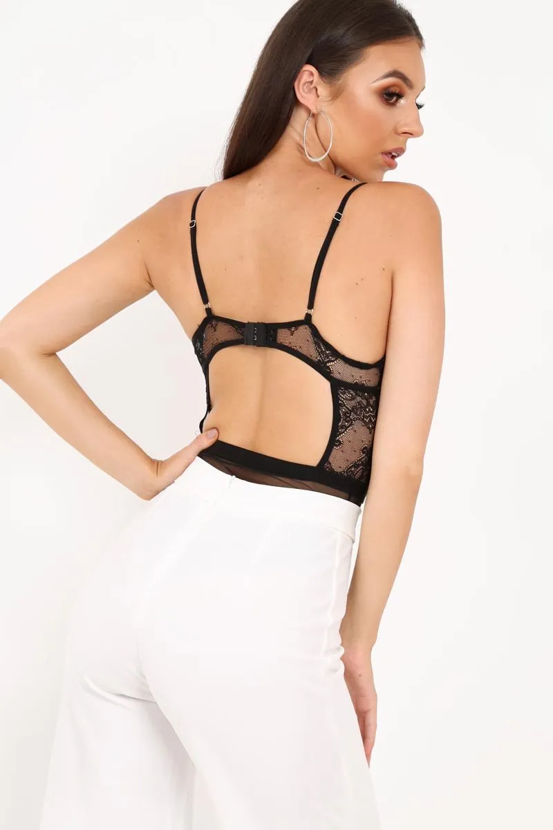 Black Lace Mesh Bodysuit - Nakiya