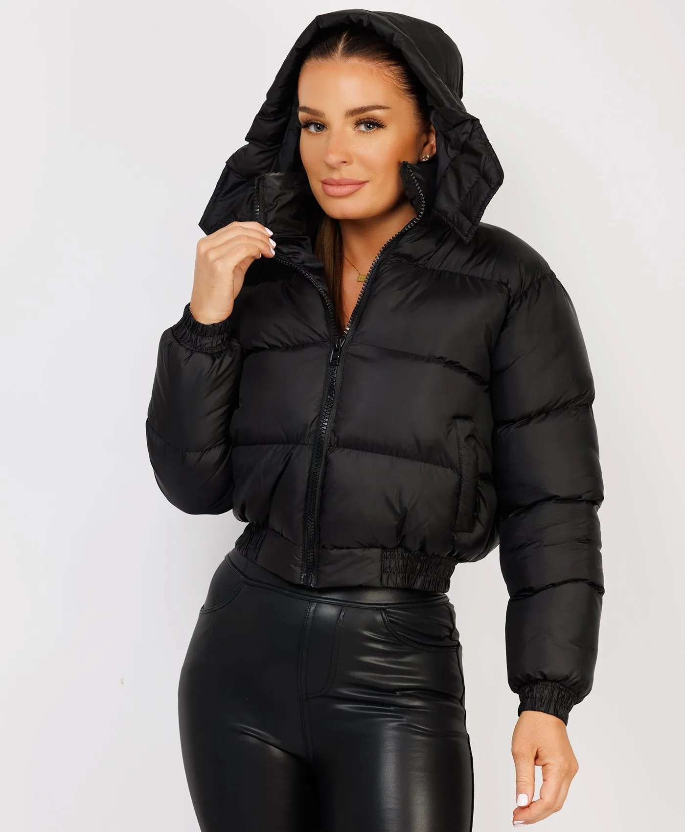 Black Quilted Padded Hooded Puffer Jacket