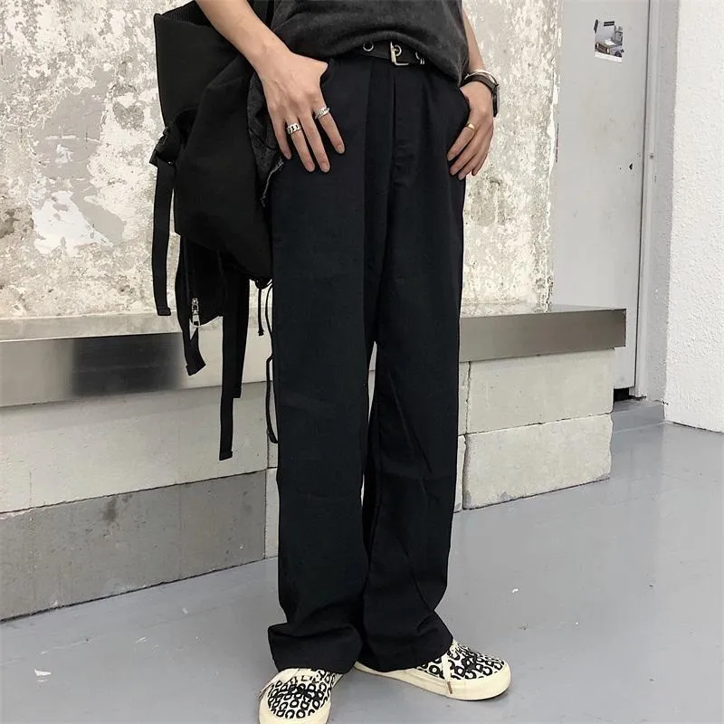 Black Techwear Back Zipper Straight Oversized Pants