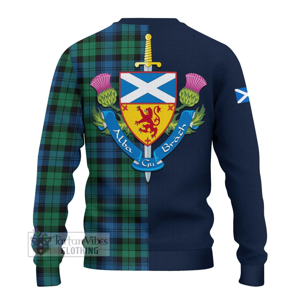 Black Watch Ancient Tartan Ugly Sweater with Scottish Lion Royal Arm Half Style