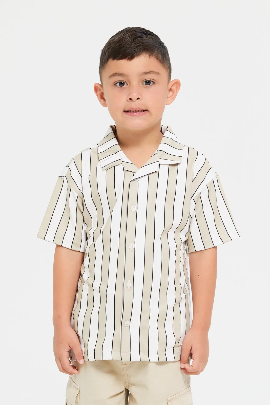 Boys Assorted Striped Short Sleeve Printed Knit Shirt