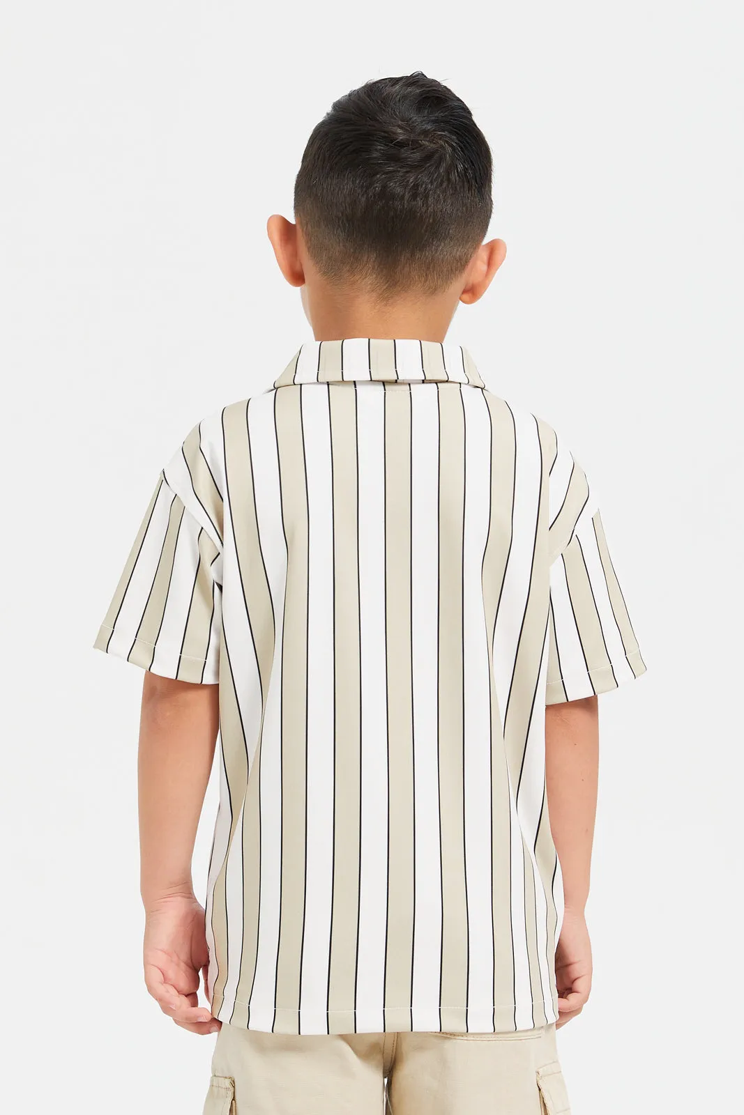 Boys Assorted Striped Short Sleeve Printed Knit Shirt