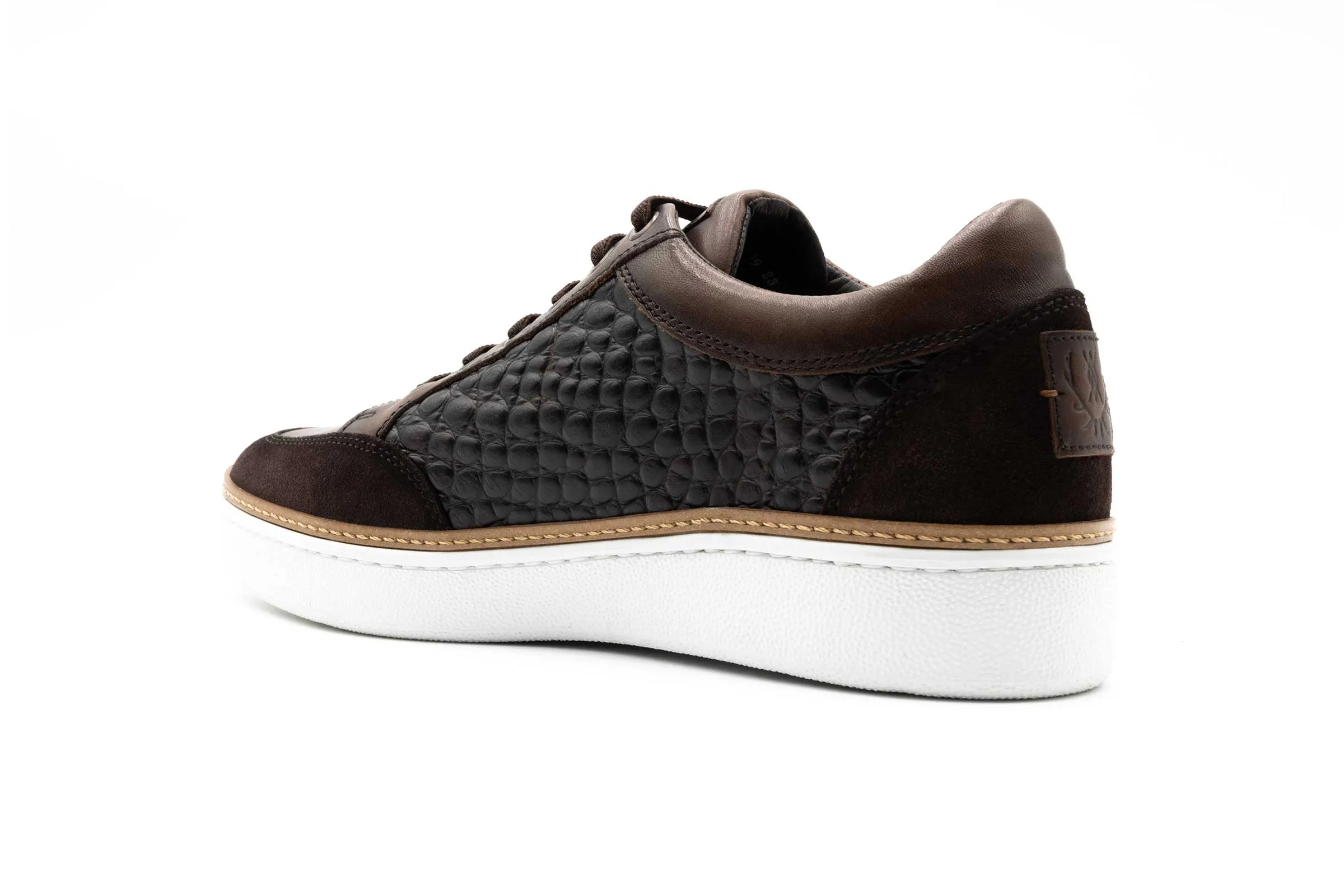 Carson Alligator Grain Sneakers - Walnut