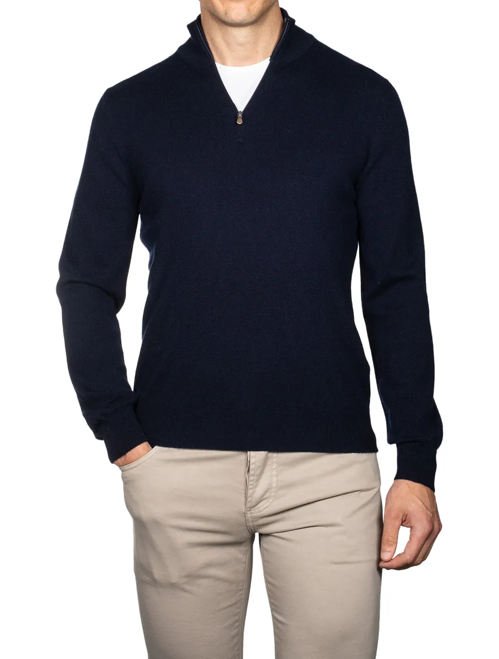 Cashmere Half Zip Navy