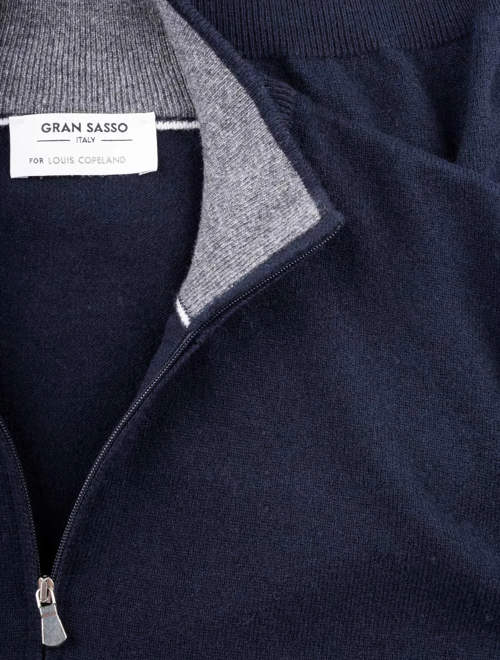 Cashmere Half Zip Navy