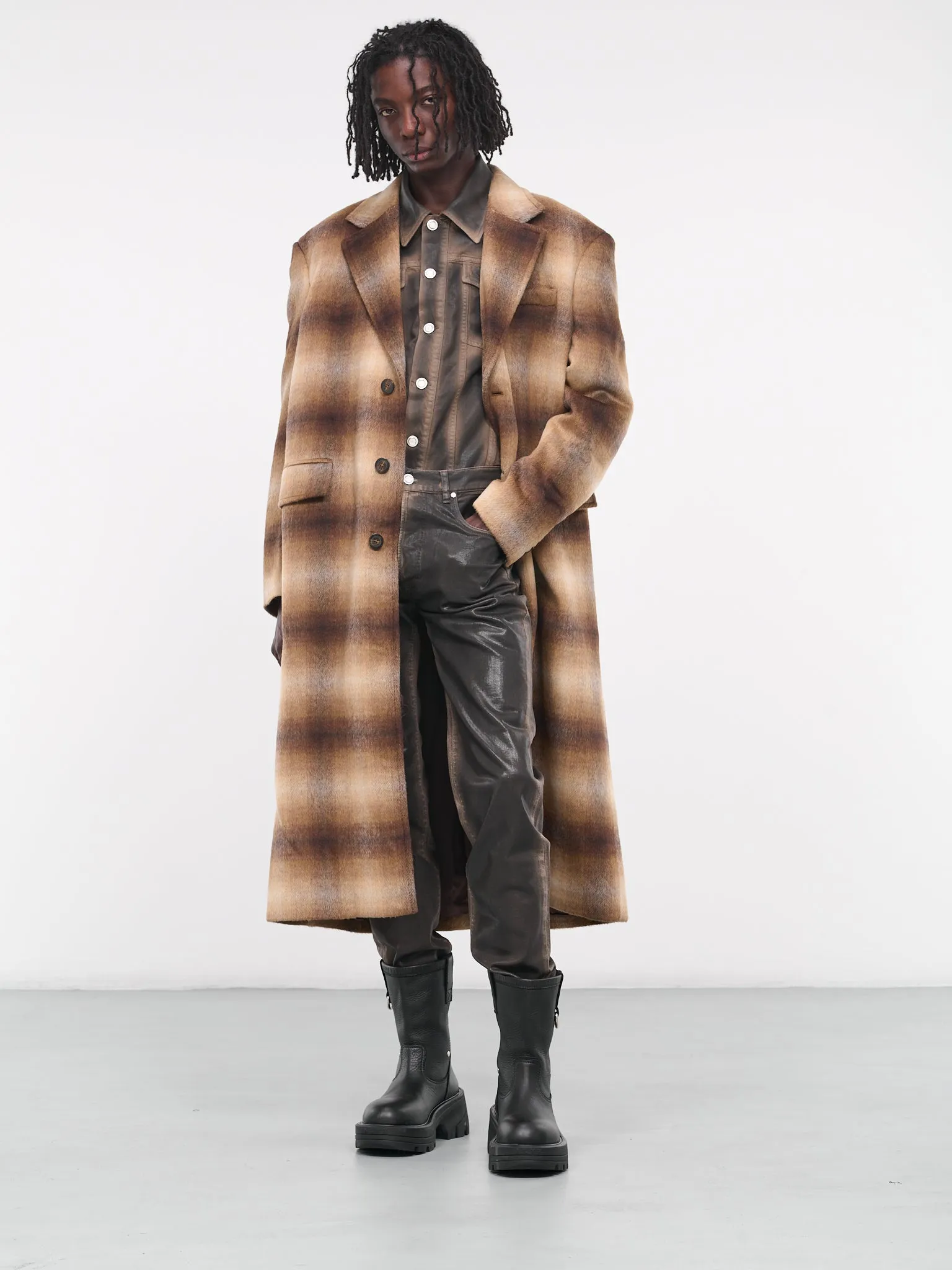 Checked Coat (52S00923-1T006494-BROWN)