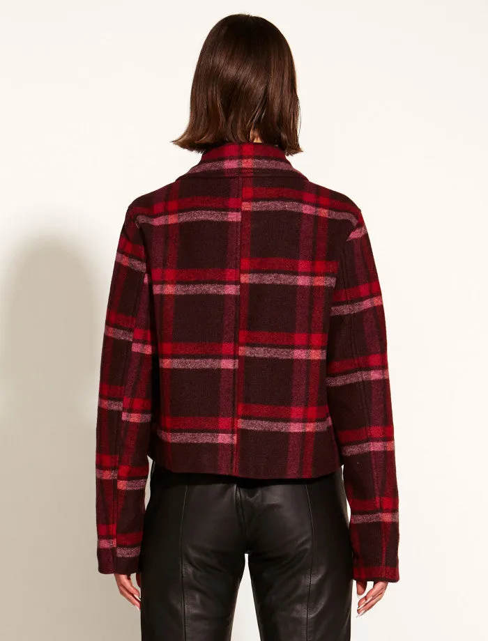 Choose You Cropped Military Jacket (Pink/Red Check)