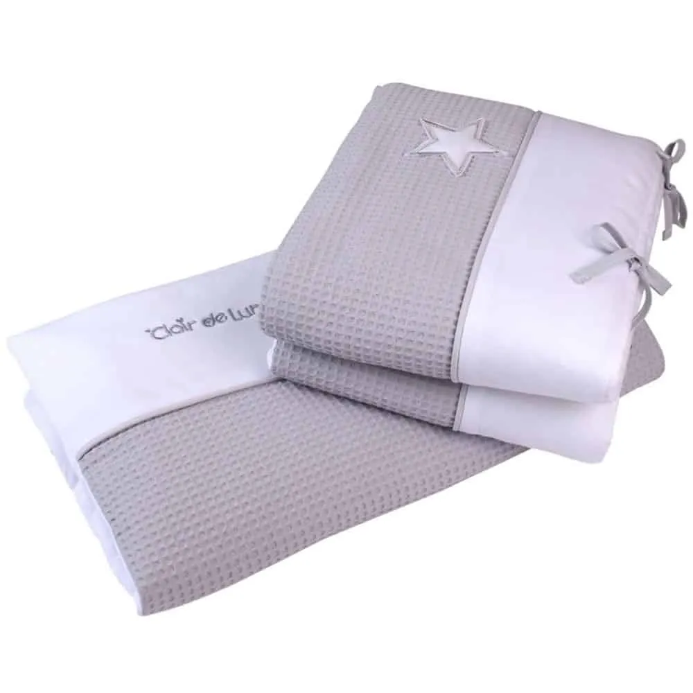 Clair De Lune Silver Lining Cot/Cotbed Quilt & Bumper Set- Grey