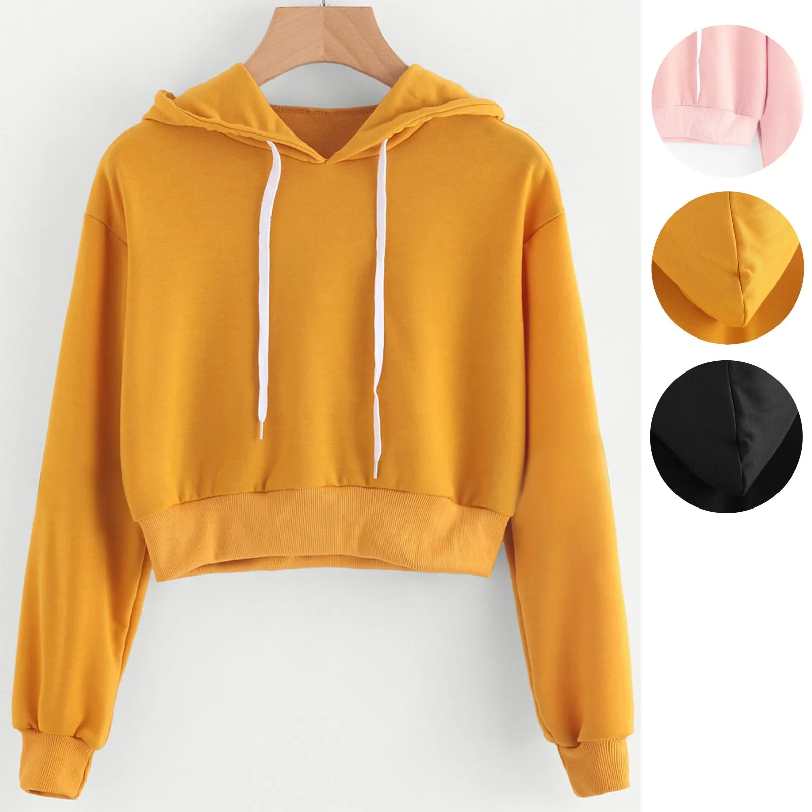 Claudine Drawstring Crop Top Hoodie