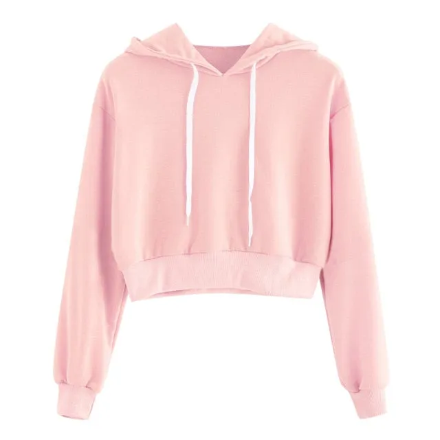 Claudine Drawstring Crop Top Hoodie