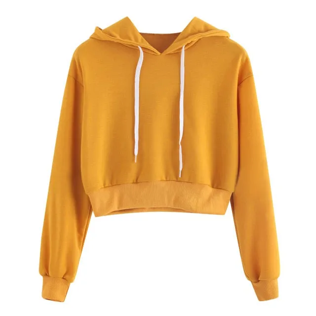 Claudine Drawstring Crop Top Hoodie