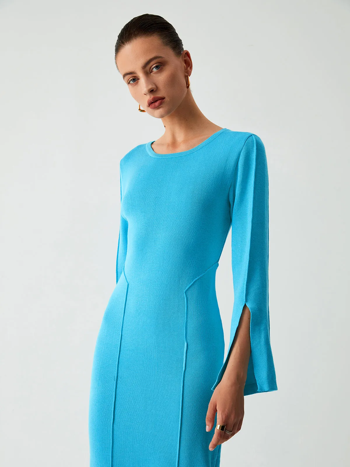 Coastal Allure Long Trendy Sleeve Long Sweater Dress