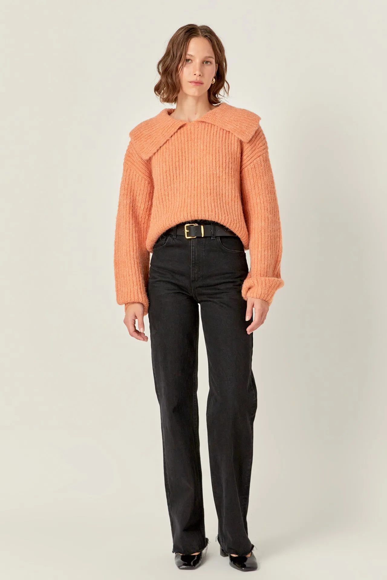 Collared Rib Chunky Sweater