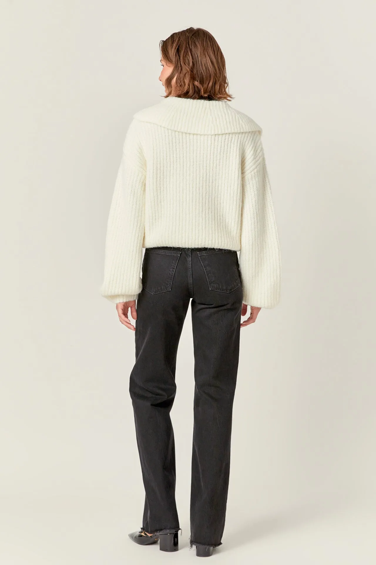 Collared Rib Chunky Sweater