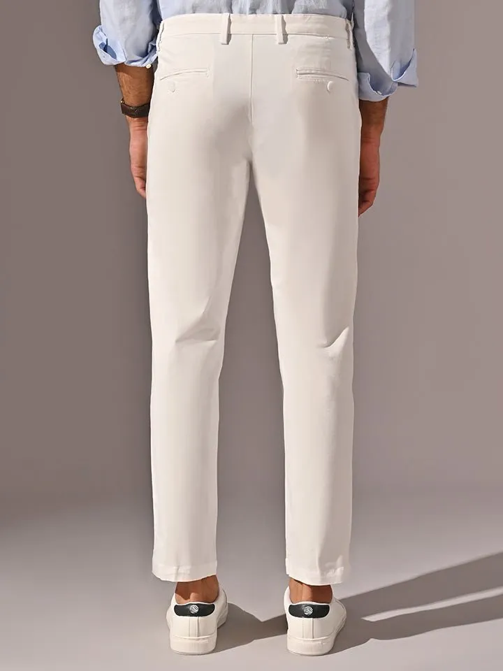 Comfort Fit Stretch Cotton White Chinos - Stride