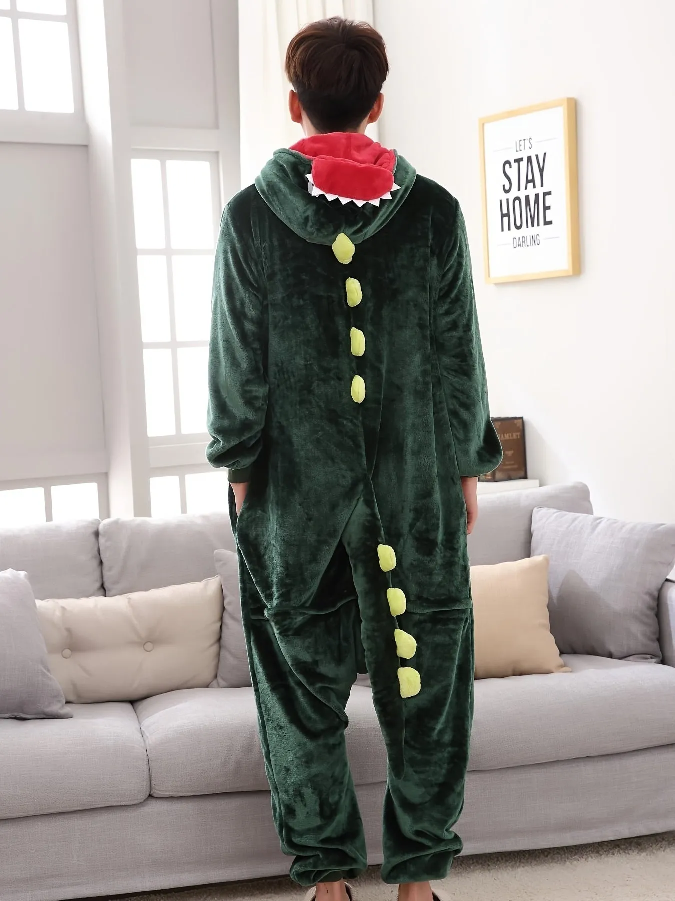 Comfy Unisex Dinosaur Onesie Pajamas - Hooded, Durable Knit for Parties & Cosplay