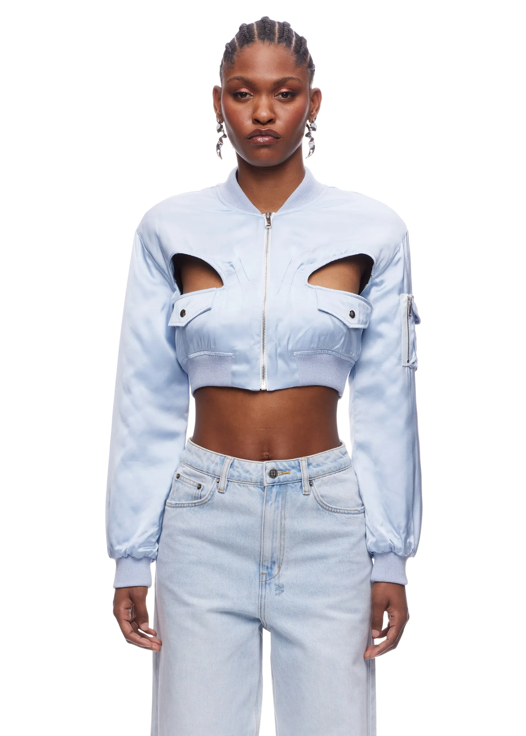 Coperni Cut Out Cropped Bomber Jacket