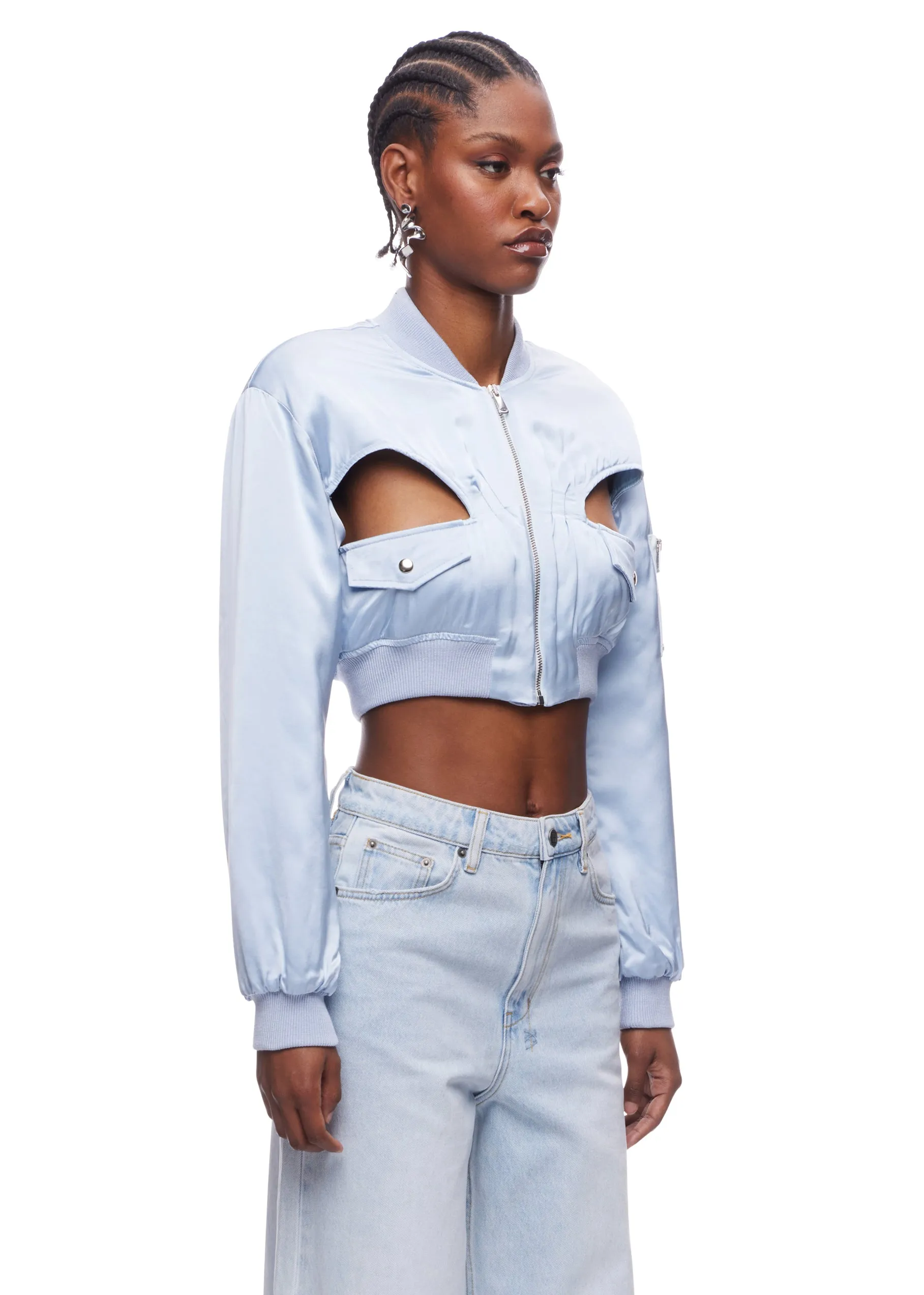 Coperni Cut Out Cropped Bomber Jacket