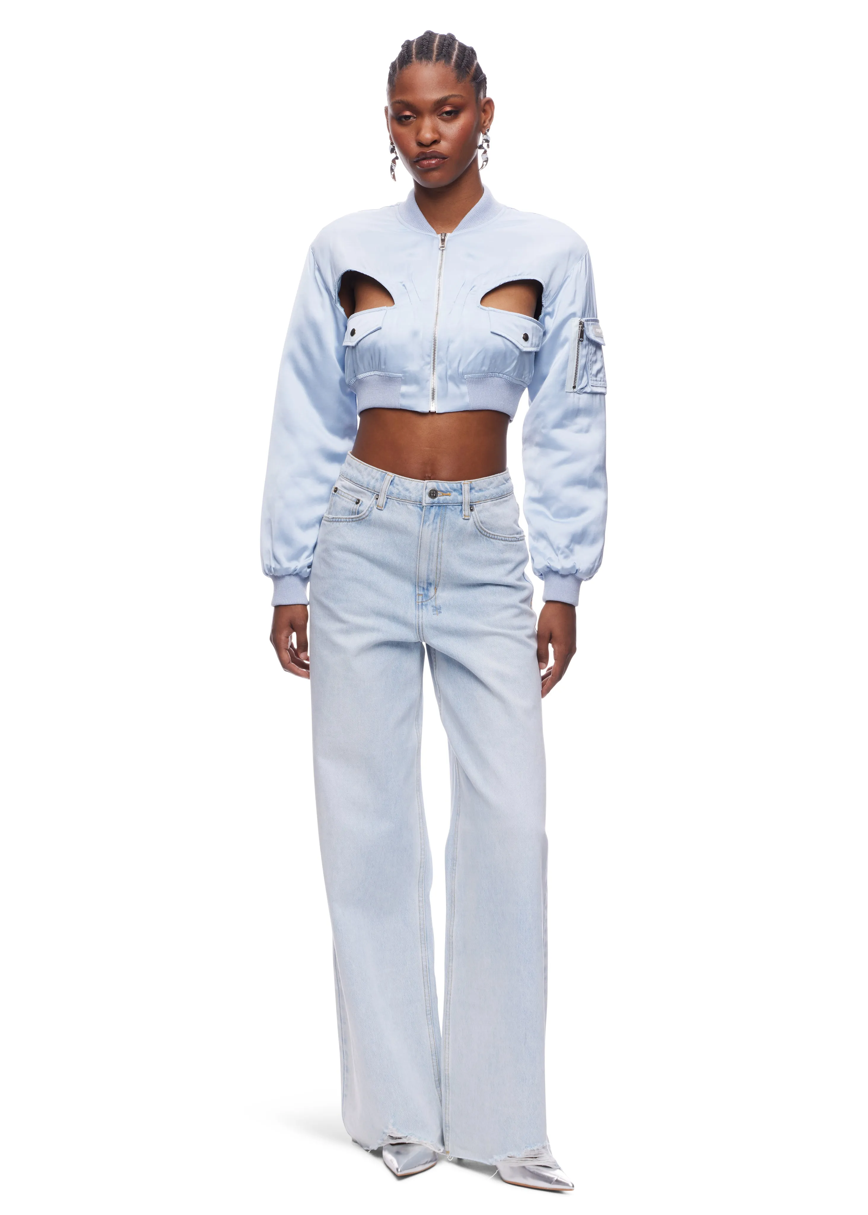 Coperni Cut Out Cropped Bomber Jacket