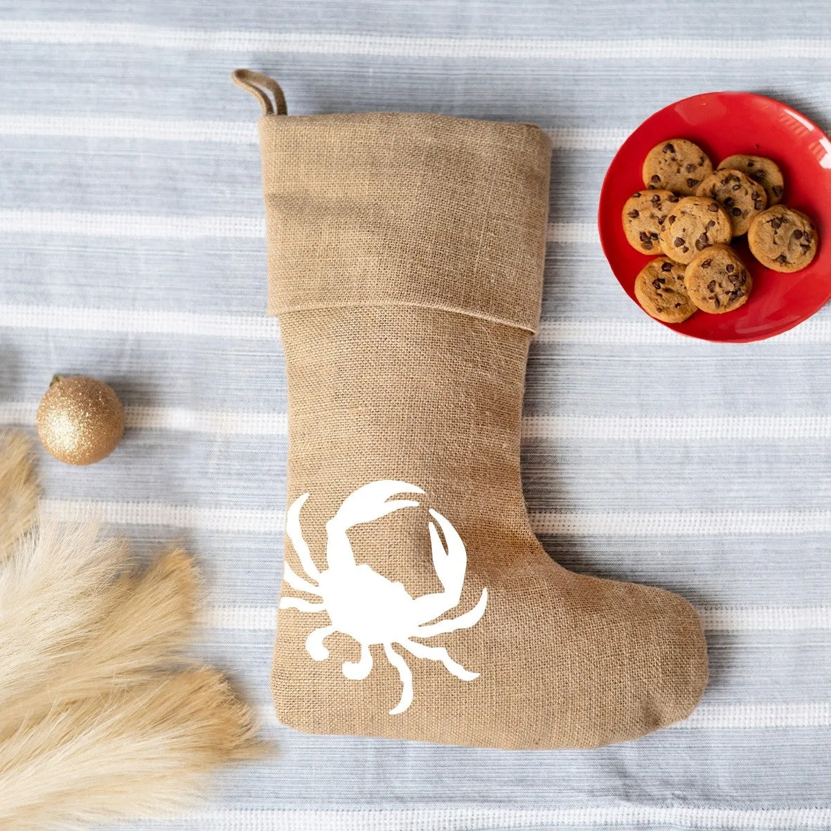 Crab Burlap Stocking