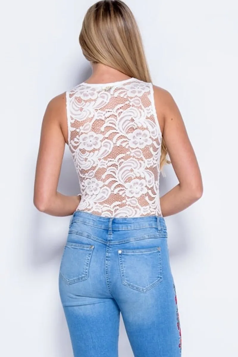 Cream Lace Bodysuit - Aubrey