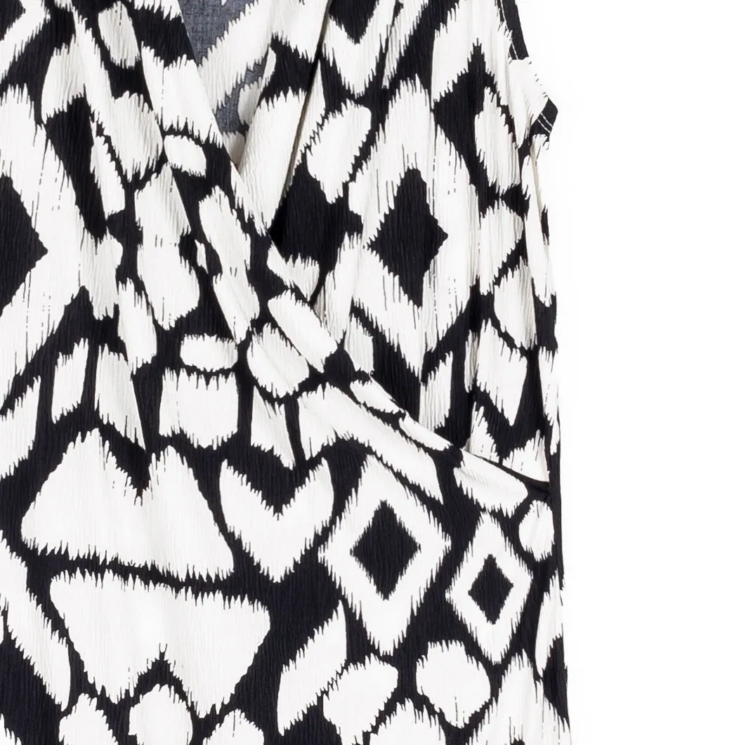 Crinkle Pleat Knit - Crossover Tulip Hem Dress - Aztec - Final Sale!