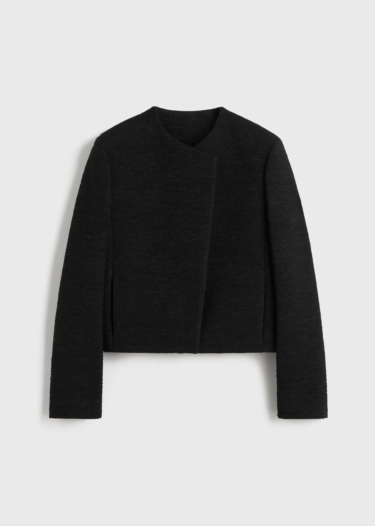 Cropped bouclé jacket black