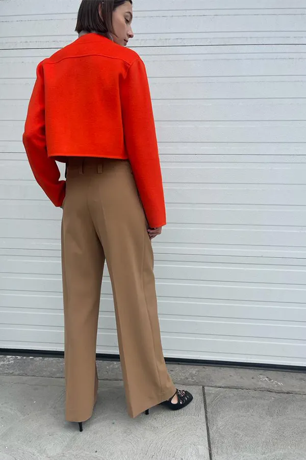 Cropped Open Front Jacket in Mandarin