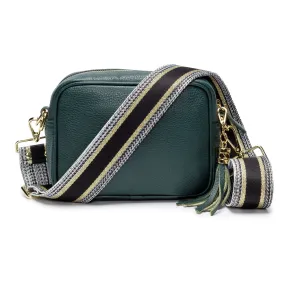 Crossbody Bottle Green (Metallic Black/Gold Strap)